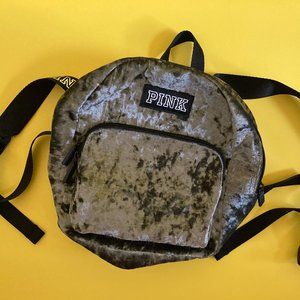 PINK Gray Velvety Mini-Backpack